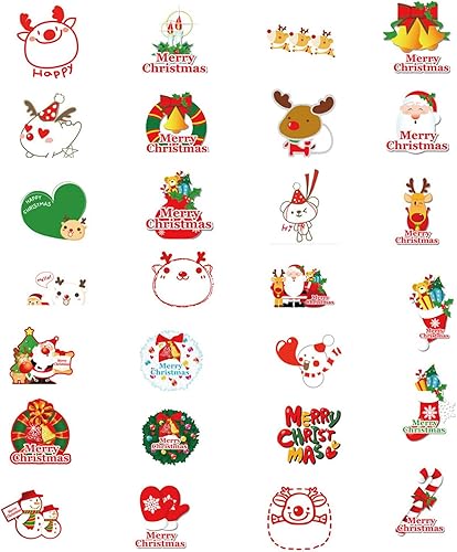 Calcomanías temáticas de Navidad, 27 unidades, vinilo impermeable para sobres, regalos, etiquetas, manualidades, ventanas, snowboard, decoración de