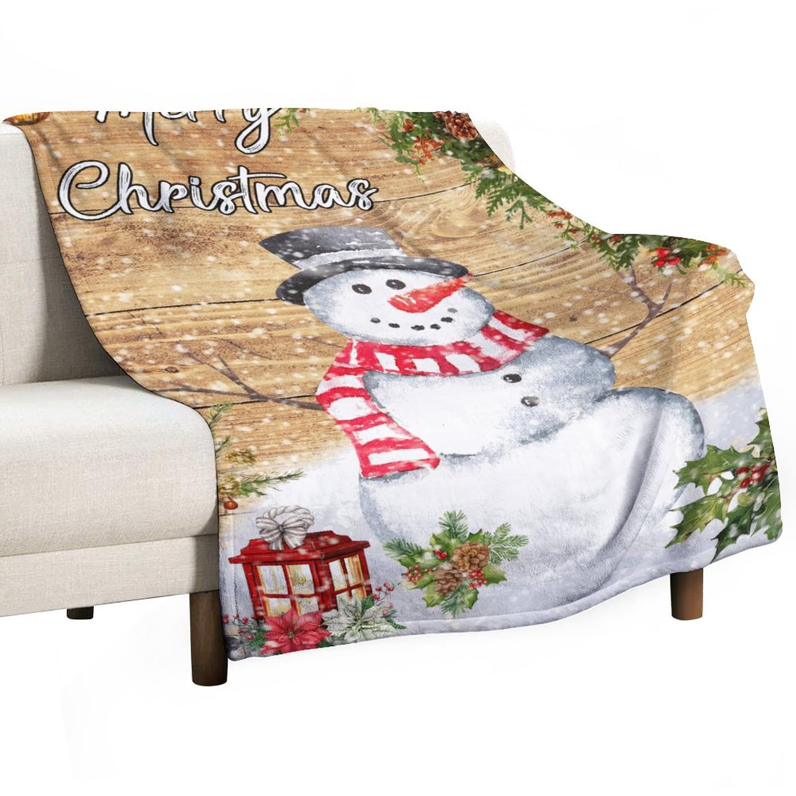 Couverture d'hiver en flanelle de qualité supérieure jeté de lit motif Noël 130x150cm