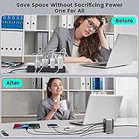 Vista 2 de USB C Fast Charger Fast Charging Station 285W-8 Port Desktop Multiple Devices Power Adapter for Laptop MacBook ProAir, DELL, Tablet iPad ProAir