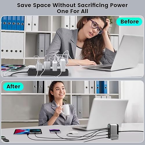 Miniatura 2 de USB C Fast Charger  Fast Charging Station  285W-8 Port Desktop Multiple Devices Power Adapter for Laptop MacBook ProAir, DELL, Tablet iPad ProAir,