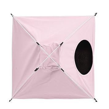 Moistureproof Waterproof Durable Pet Cats Tent with Plush Mat, Scratch Resistant Folding Pet Tent, Strong for Kitten Pet Cat Home(Pink)