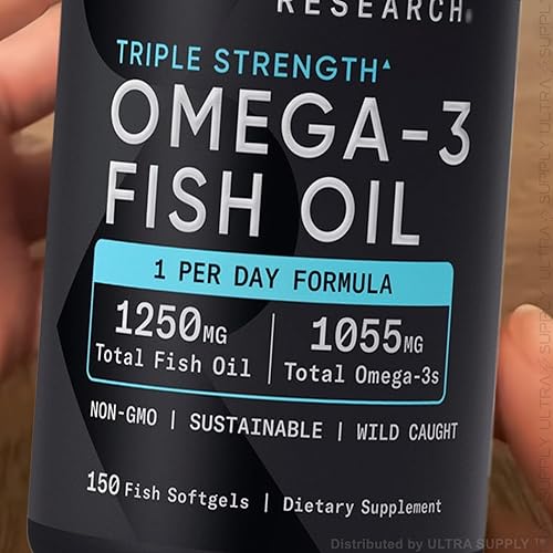 Sports_Researchs Strength Aceite de pescado Omega-3, 150 cápsulas blandas de pescado - Eructar menos
