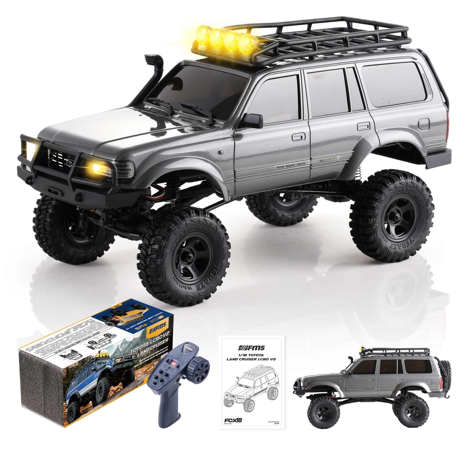 FMS Toyota LC80 ランドクルーザー FCX18 RTR 1/18 Toyota LC80 RC Crawler | RTR All-Terrain RC Car | FMS