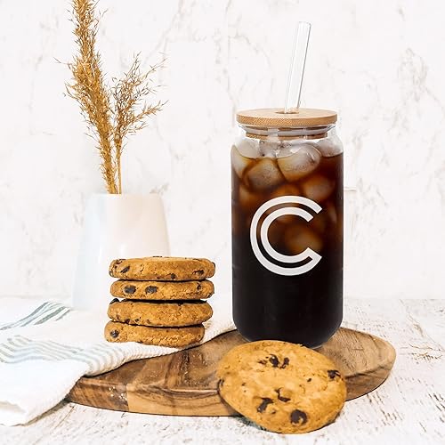 Miniatura 4 de Mason Life Taza de vidrio para café helado, taza de vidrio con letras y pajitas, vaso de vidrio de 20 onzas, vaso para beber, vaso de batido, vaso