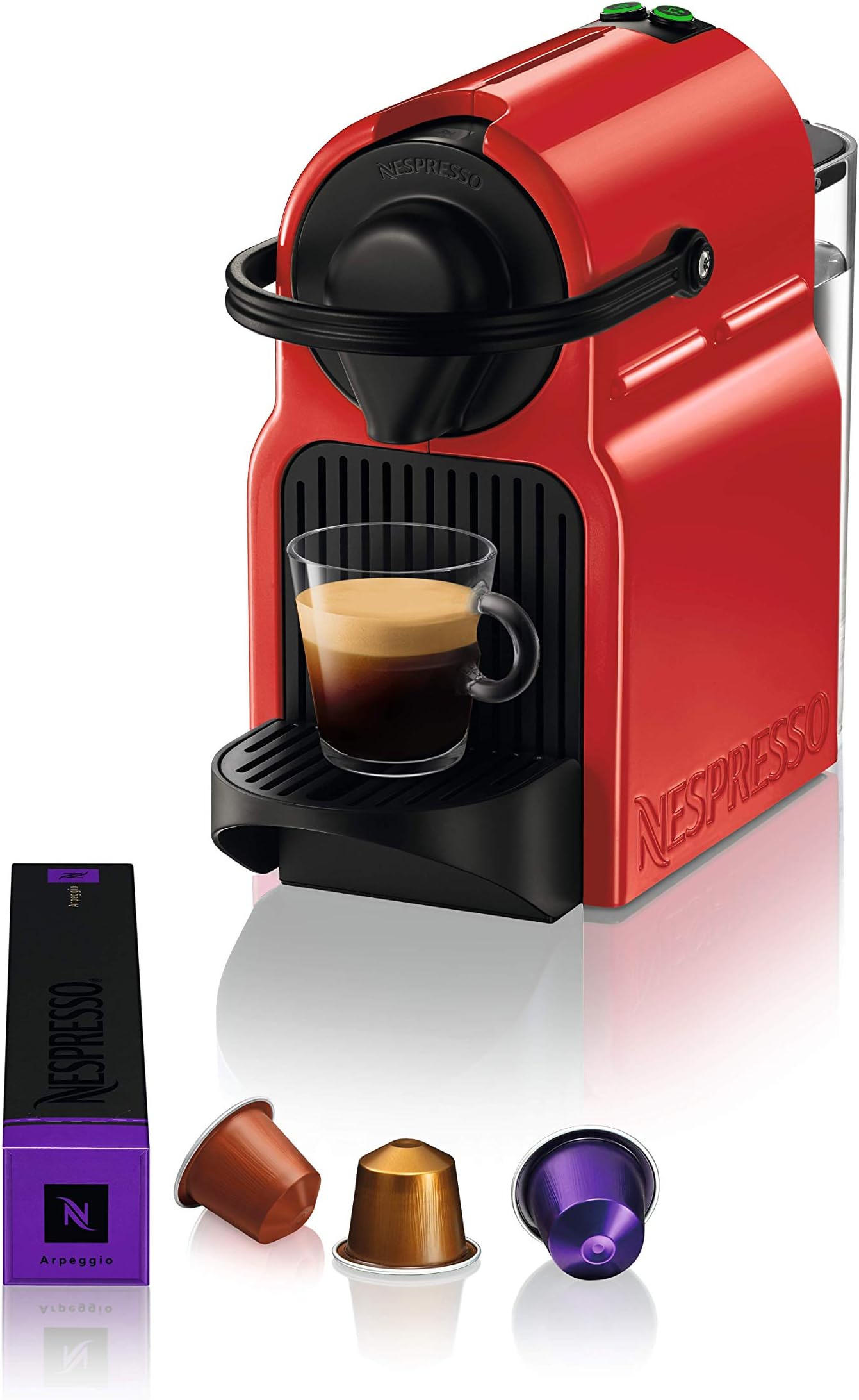 Nespresso Inissia C40 Red Coffee Machine - Automatic Capsule Brewing, Compact Design, UAE Version