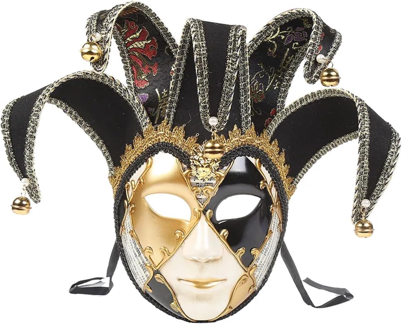 Masquerade Ball Masks Gorgeous Clown Mask Embroidered Gold Edge King Full Face Christmas Party Dance