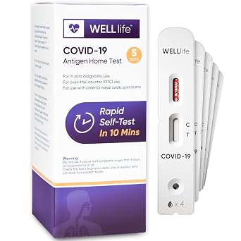 WELLlife Covid-19 Antigen Home Test, Covid Home Test, 5 Tests, FDA Authorized OTC Covid Tests at Home with 10 Minute Results