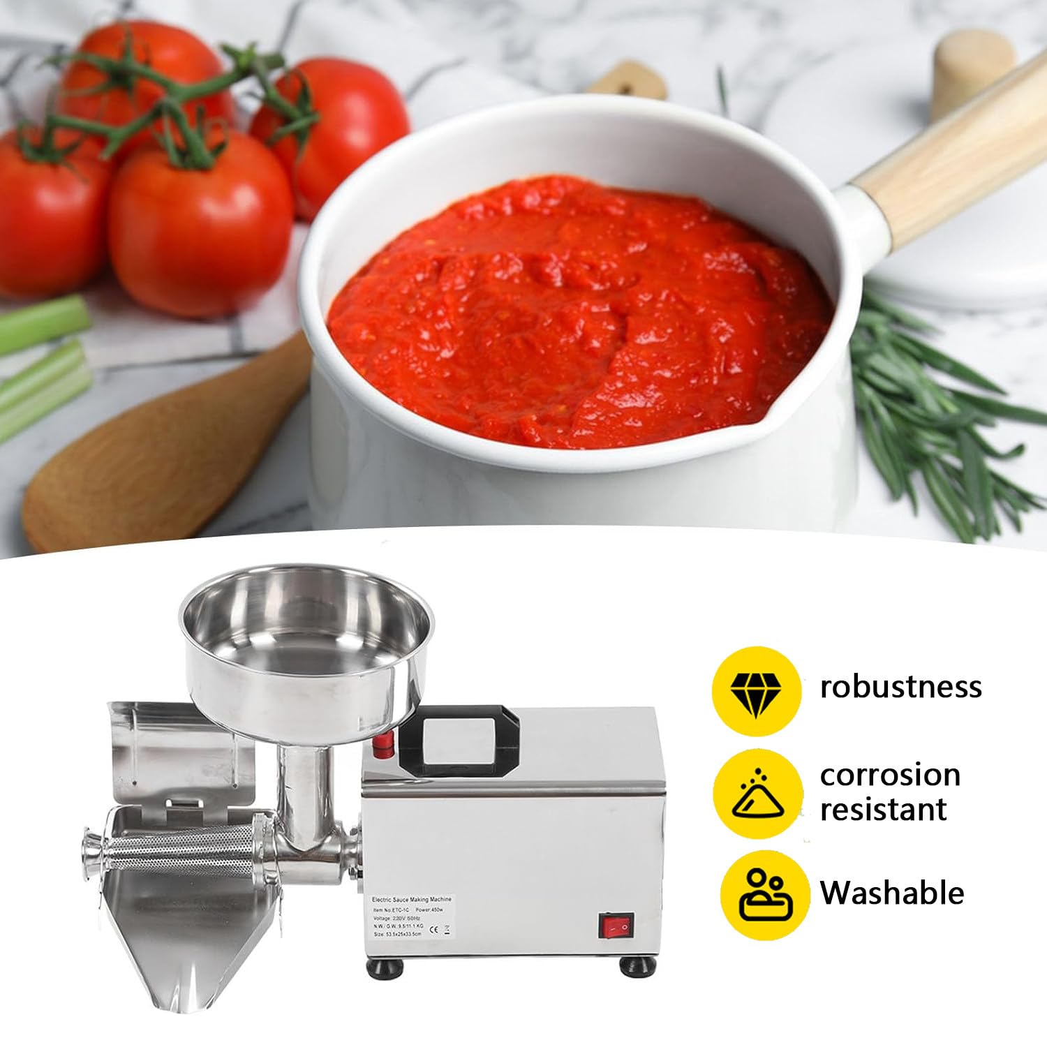 Spremiagrumi per pomodoro, non necessita di sbucciatura o semina, base a ventosa per alimenti, per pasta, salsa