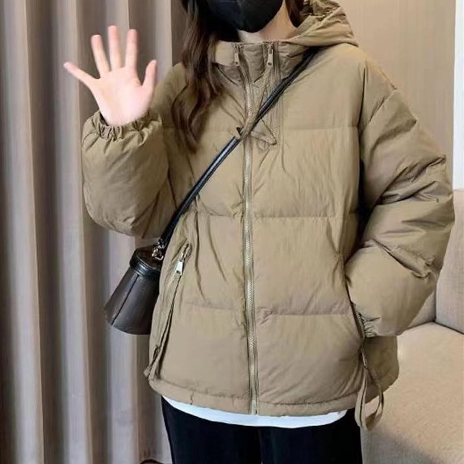Women's Down Puffer Jacket with Hood Lightweight Thermal Quilted Coat with Pockets Winter Zip-up Warm Jacket 2025