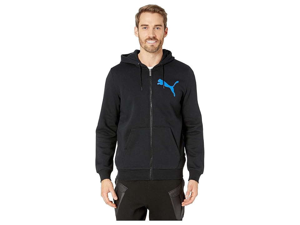 

PUMA Big Logo Full Zip Hoodie (Cotton Black/Strong Blue) Men's Sweatshirt