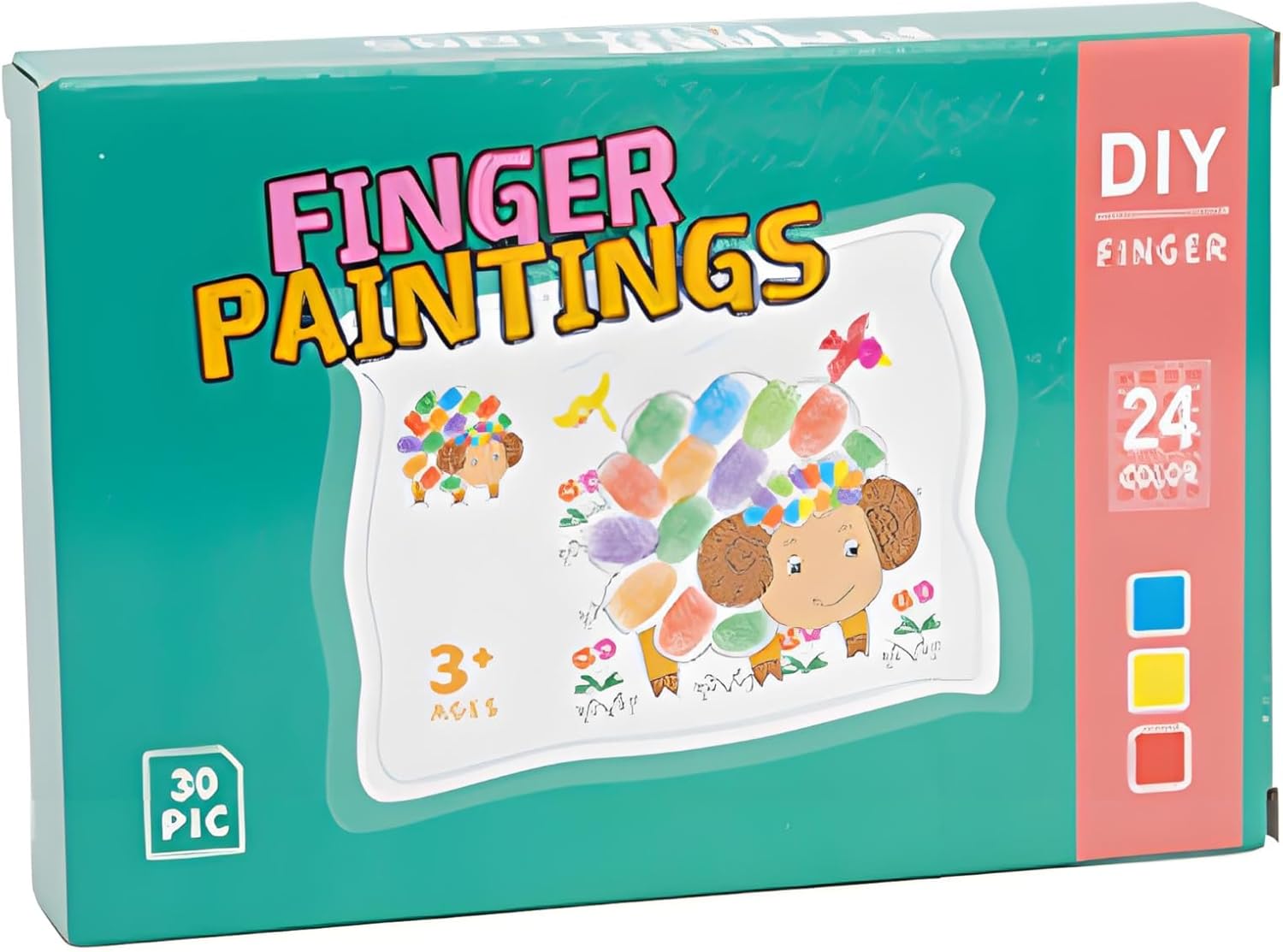 Kids Finger Painting Kit, 24 Colors Washable Paint Pad with 30-Pack Heavy-Duty Round Corner Art Cards, Non-Toxic DIY Art Craft Set, Creative Educational Gift for Boys & Girls