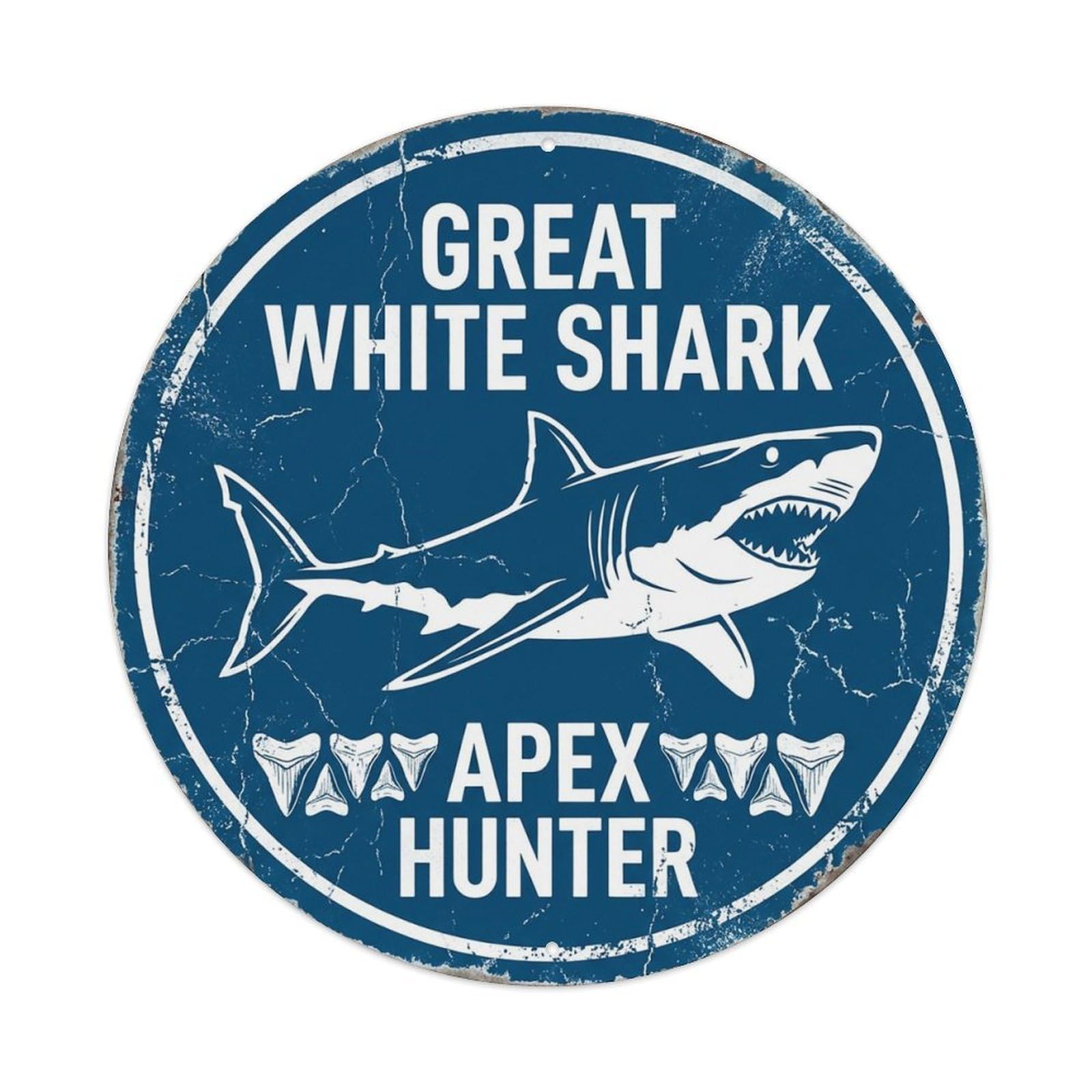 Cxhjca 8X8inch(20X20cm) Great White Shark Apex Hunter Metal Tin Sign