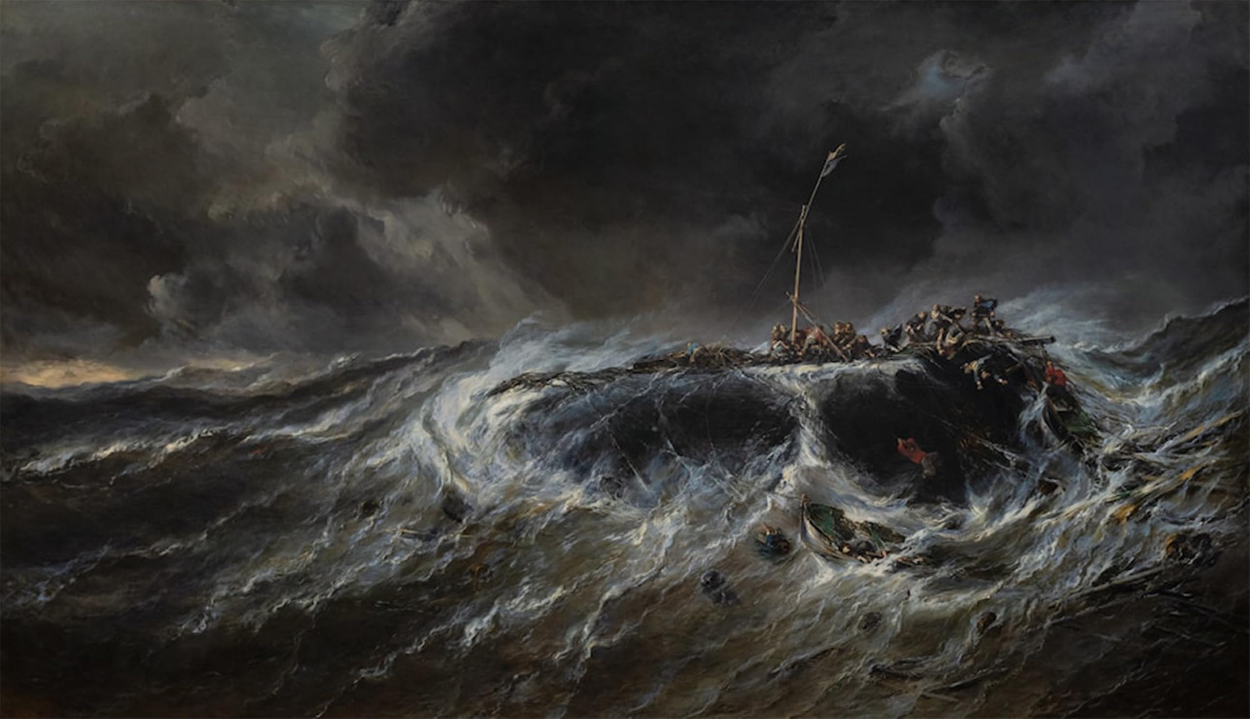 POSTERIIk Famous Modern Artwork Art Mural Wreck of the Emily Three Masts in by Eugene Isabey Oil Paintings Pictures for Home Decor 60x90cm