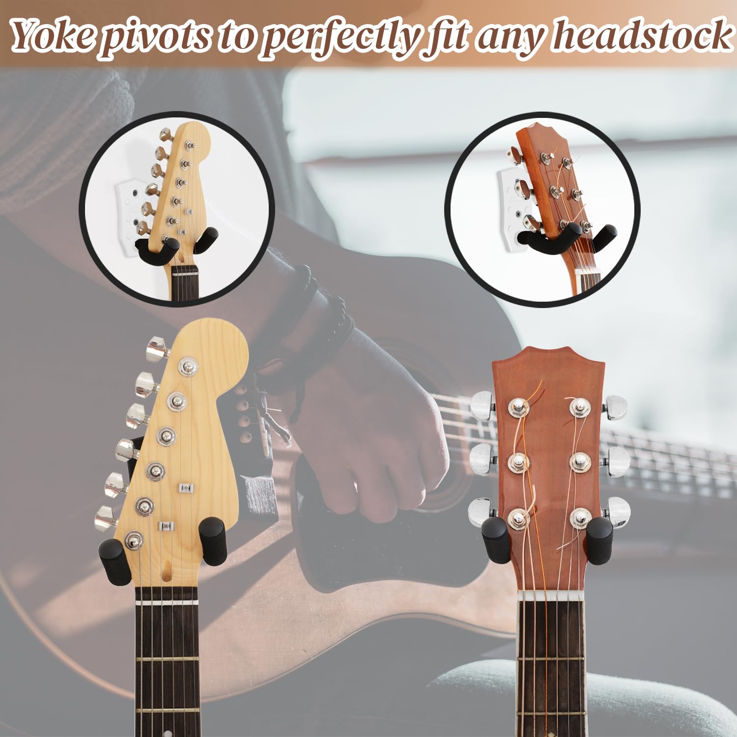 Onmiwod Guitar Wall Mount 3 Pack, White Metal Guitar Hanger, V-Shaped Guitar Wall Hangers Mount - Image 3