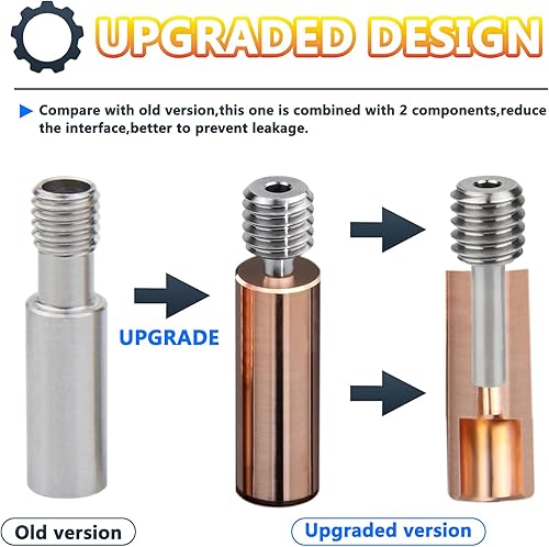 Miniatura 6 de Yunbotong CR10 - Disipador de calor bimetálico, acabado suave de titanio bi metal + cobre Heatbreak garganta de alta temperatura para impresora 3D