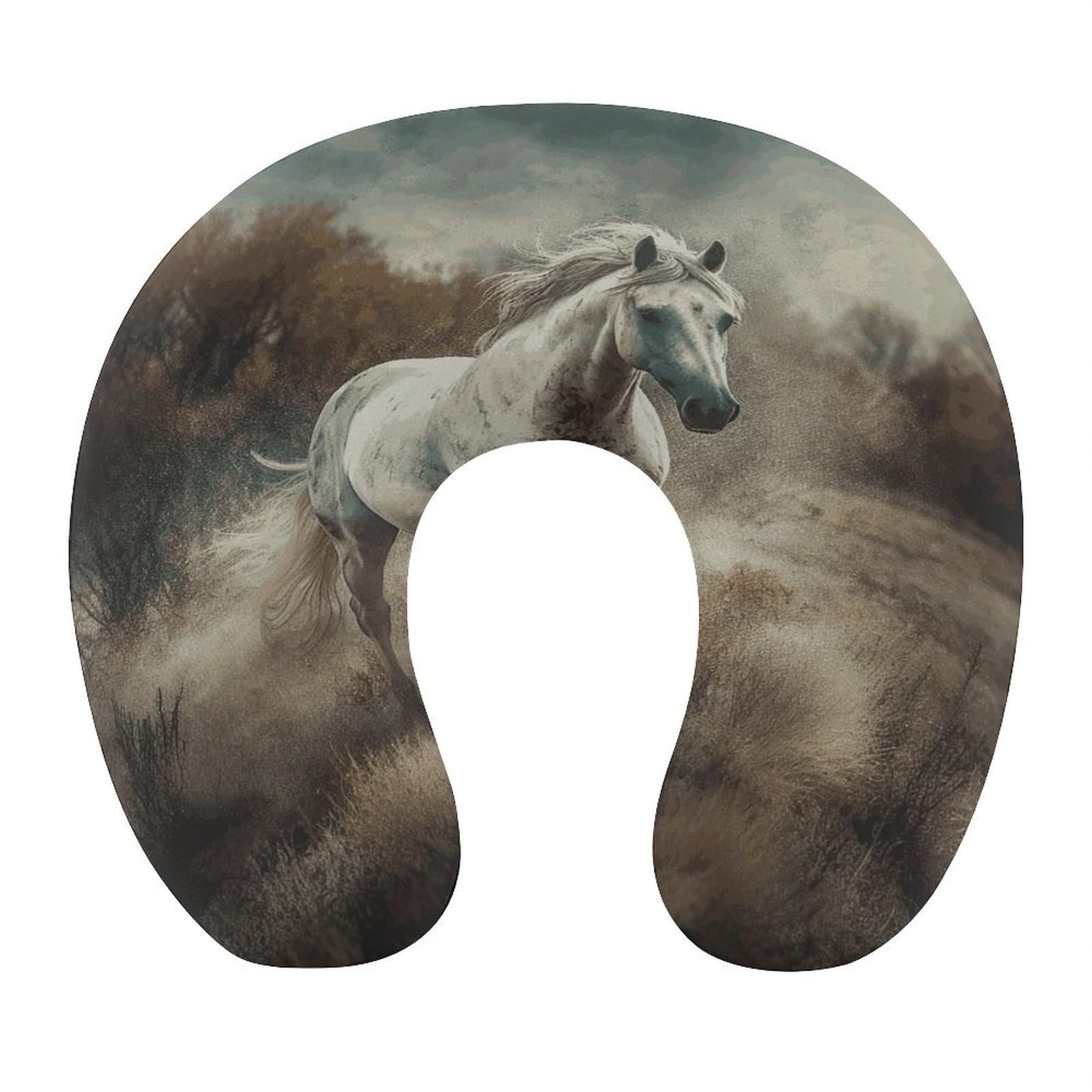 Btcowzrv Style Horse Running In Field U Shaped Neck Pillow Travel Pillows
