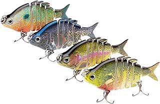 Bassdash SwimPanfish 2.5”/0.34oz Hard Bluegill Swimbaits Multi Jointed Topwater Trout Bass Fishing Crank Lure,Pack of 4