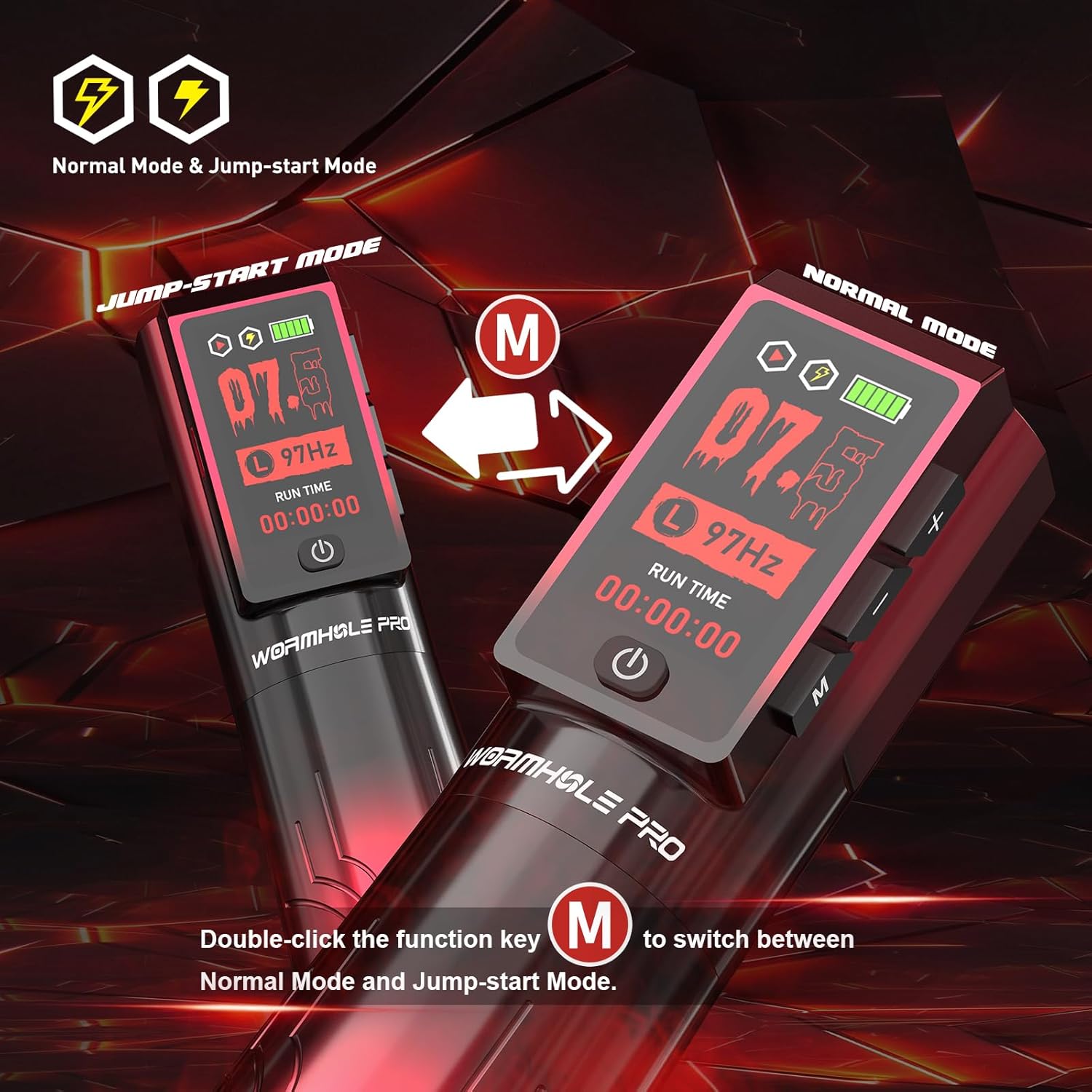 WORMHOLE PRO Tattoo Gun ROSSA Wireless Tattoo Machine with Smart Display – Normal/Slow Frequency Modes, Brushless Outer-Rotor Motor, 2300mAh Battery, High-Precision Tattoo Pen for Lining & Shading