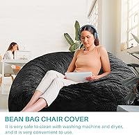 Vista 5 de cjc Microsuede - Funda gigante de espuma de 6 pies y 7 pies, con memoria, para sala de estar, sofá perezoso (negro, 7 pies 70.9 x 35.4 in)