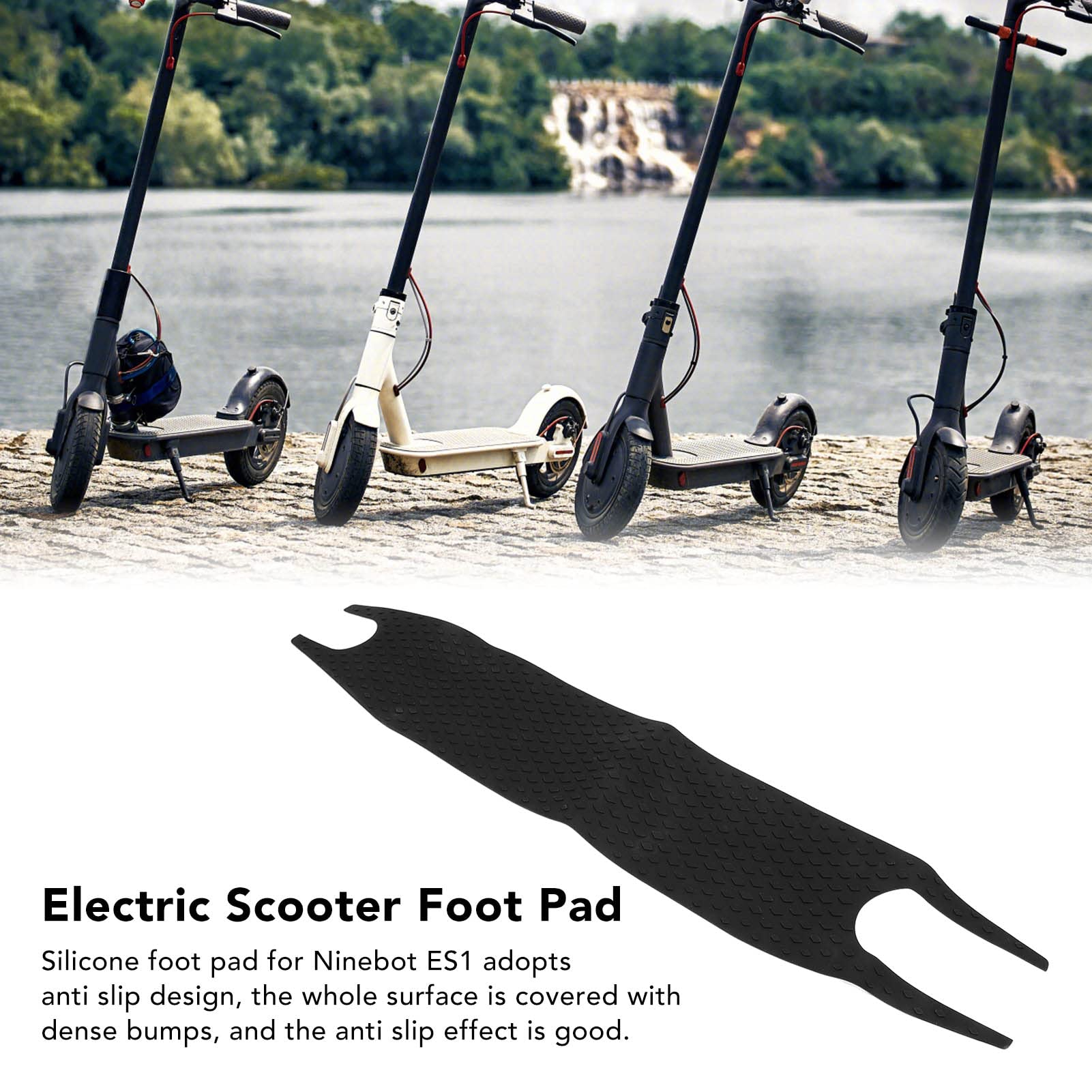 Tefola Silicone Foot Pad, Electric Scooter Silicone Foot Pad Foot Mat Sticker Adhesive Pedal Cover Pad Replacement Part for Ninebot ES1