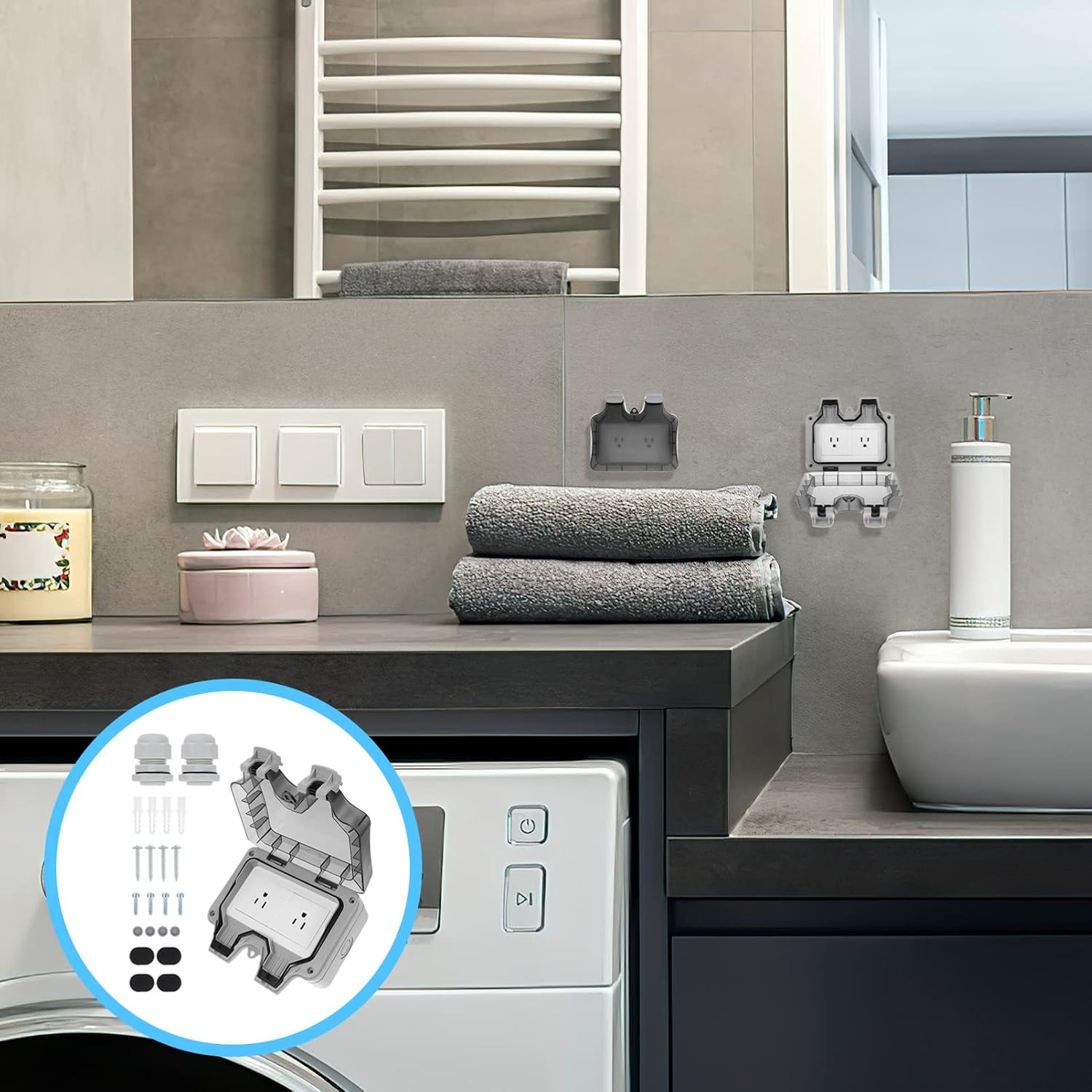 1set Socket Box Outdoor Plug Cover USB Ports Weatherproof Outlet Protector for Indoor Outdoor Use
