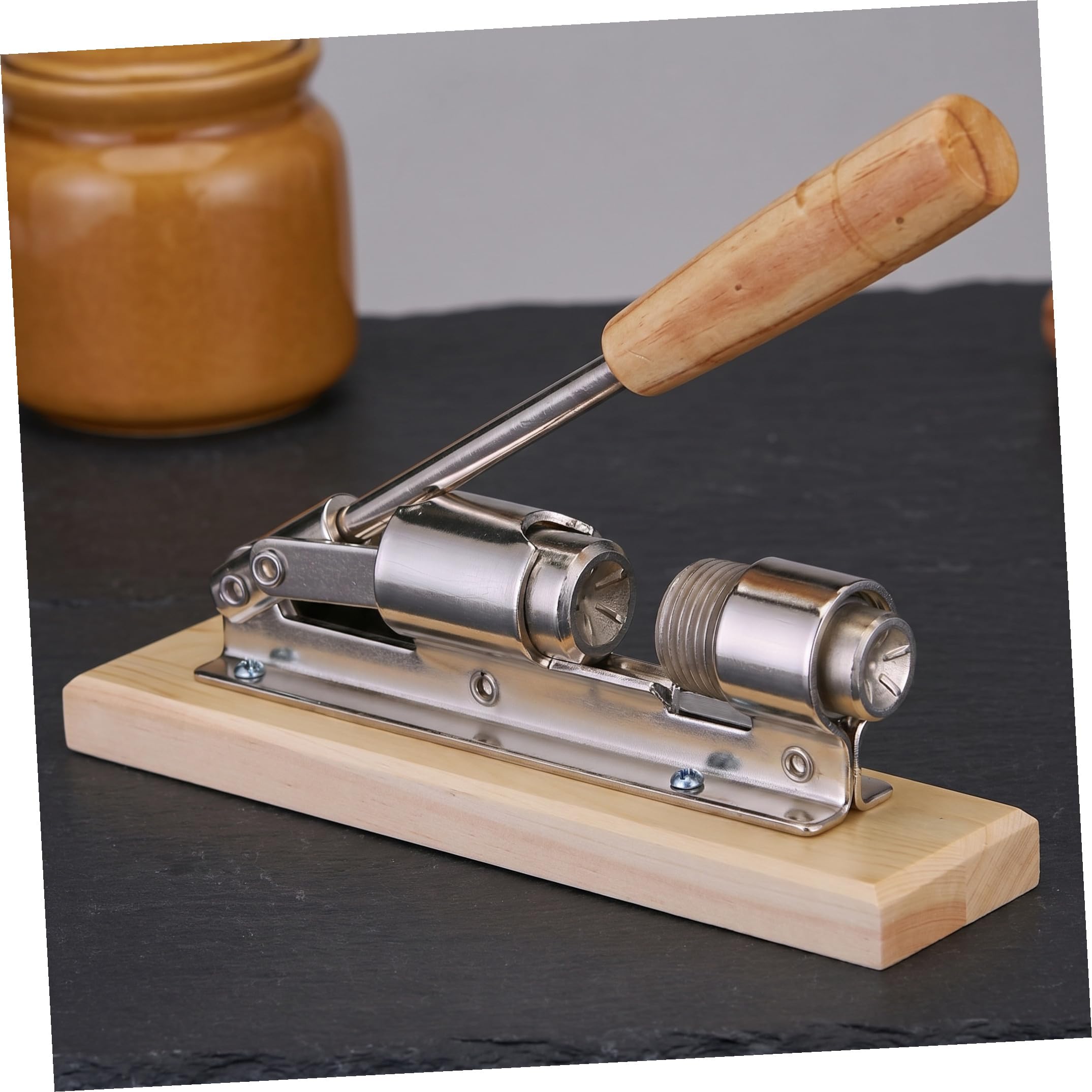 2 Piezas Mecánico de Alta Resistencia con Mango Ergonómico y Base de Madera para Abrir Nueces Avellanas y Almendras