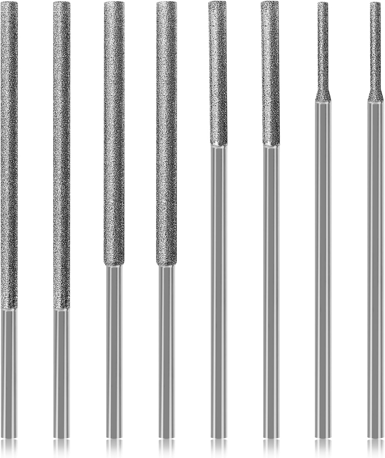 Long Stone Carving Set Diamond Burr Bits Compatible with Dremel, 8PCS Polishing Kits Rotary Tools 100MM Length Cone Accessories with 1/8" Shank for Carving, Engraving, Grinding, Stone, Rocks, Jewelry