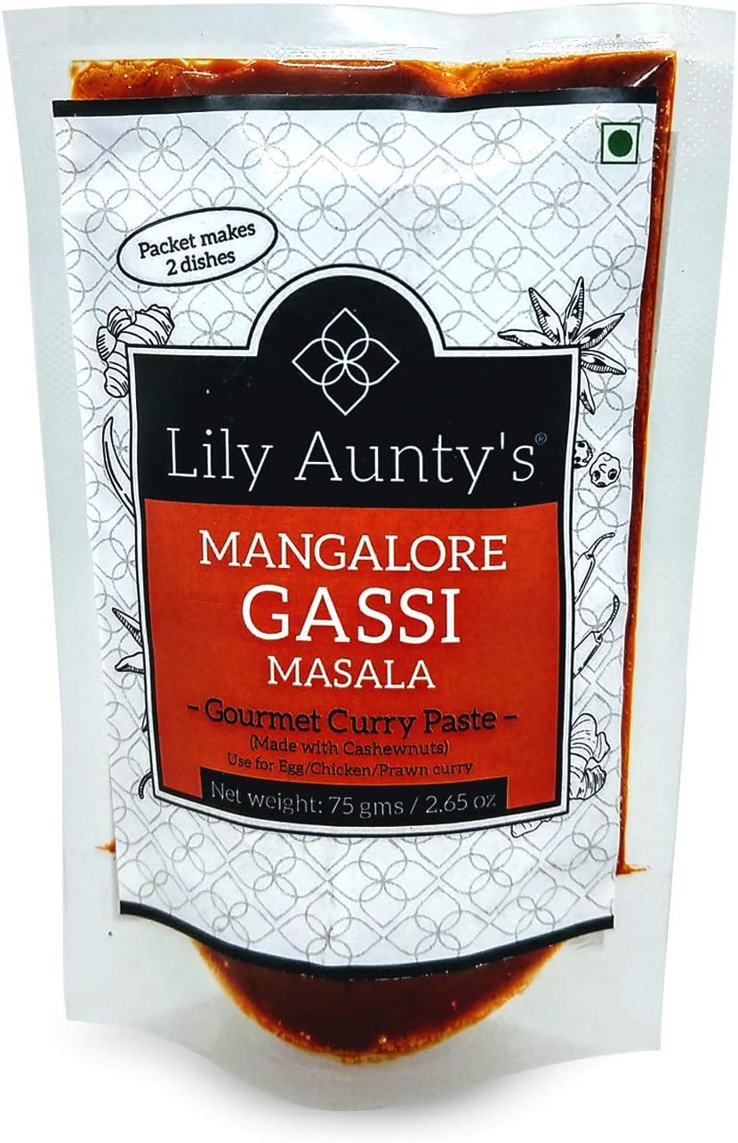 Lily Aunty's Mangalore Gassi Masala | Quantity - 75g | Mangalorean Curry Paste | Ideal for Chicken, Fish, Prawns, Veg curries| Made with Sunflower Oil | Ingredient Type: Vegetarian