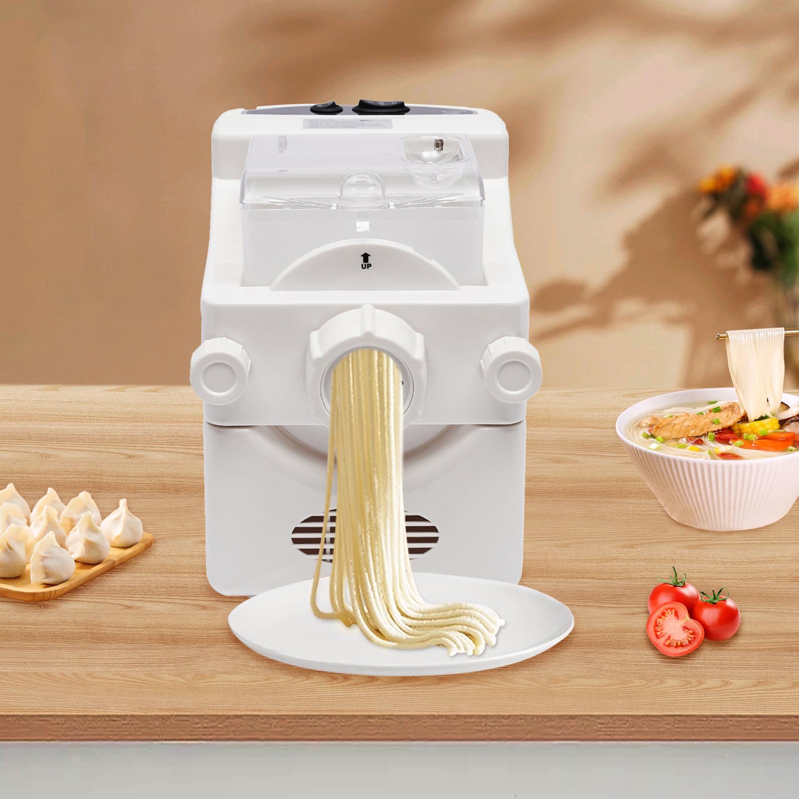 Machine à pâtes électrique Pasta Maker multifonction domestique machine à pâtes avec 9 disques de forme pour poches de pâte préparées, spaghetti, fettuccine et penne