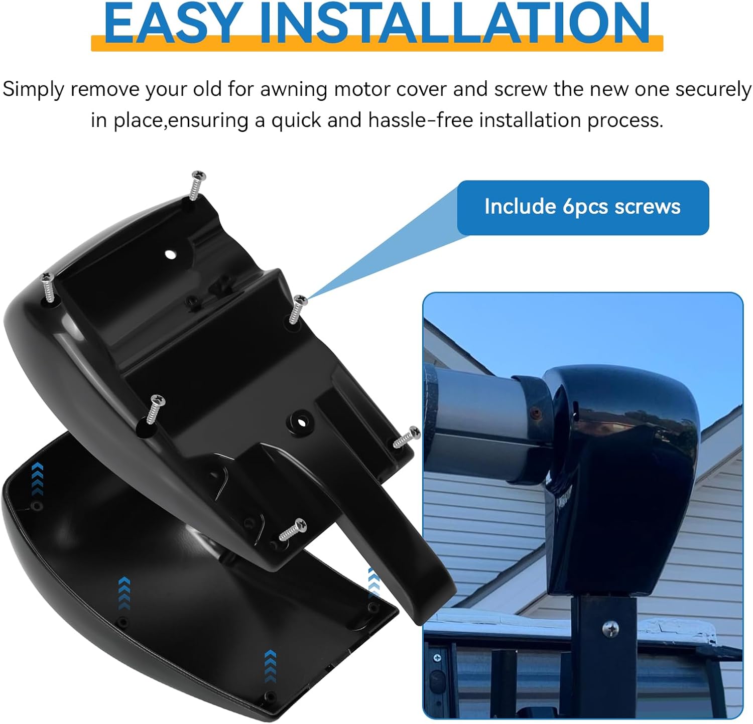 R001328BLK Rv Awning Motor Cover Replacement for Carefree Rv Awning Parts Awning Head Cover Compatible with Travel'R Awnings, Right Side, Black