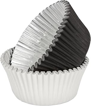 Sweet Creations 36 Count Stay Colorful Baking Cup Cupcake Paper, Black/White