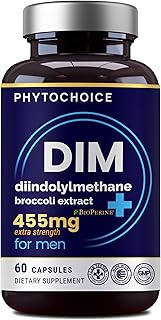 DIM for Men 350mg High Potency with BioPerine® & Broccoli Extract – 455mg Total Complex for Estrogen Balance & Hormone Optimization, Advanced DIM Supplement for Men, Clean Absorption Formula, 60 Caps