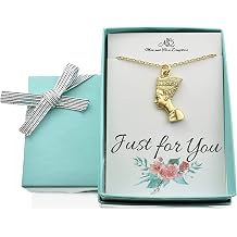 MOM & THREE DAUGHTERS Nefertiti Necklace 24K Gold Plated Pewter Stainless Steel | Goddess or God | Gift for Women | Gold Jewelry for Women | Egyptian Goddess