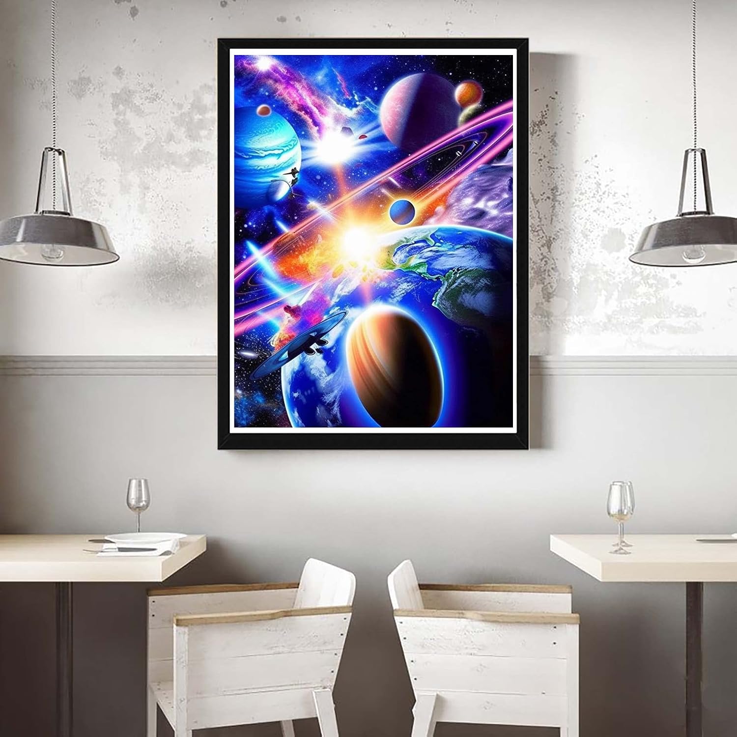 VAIIEYO Diamond Art Kits for Adults Galaxy, Diamond Painting Solar System, Paint by Numbers Universe Full Drill for Home Wall Decor Gift 12x16 inch image 4