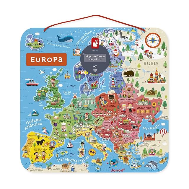 Foto 6 de 6 de Janod - Puzle Mapa de Europa Magnético de Madera - 40 Piezas Imantadas - 45 X 45 Cm - Versión En Español