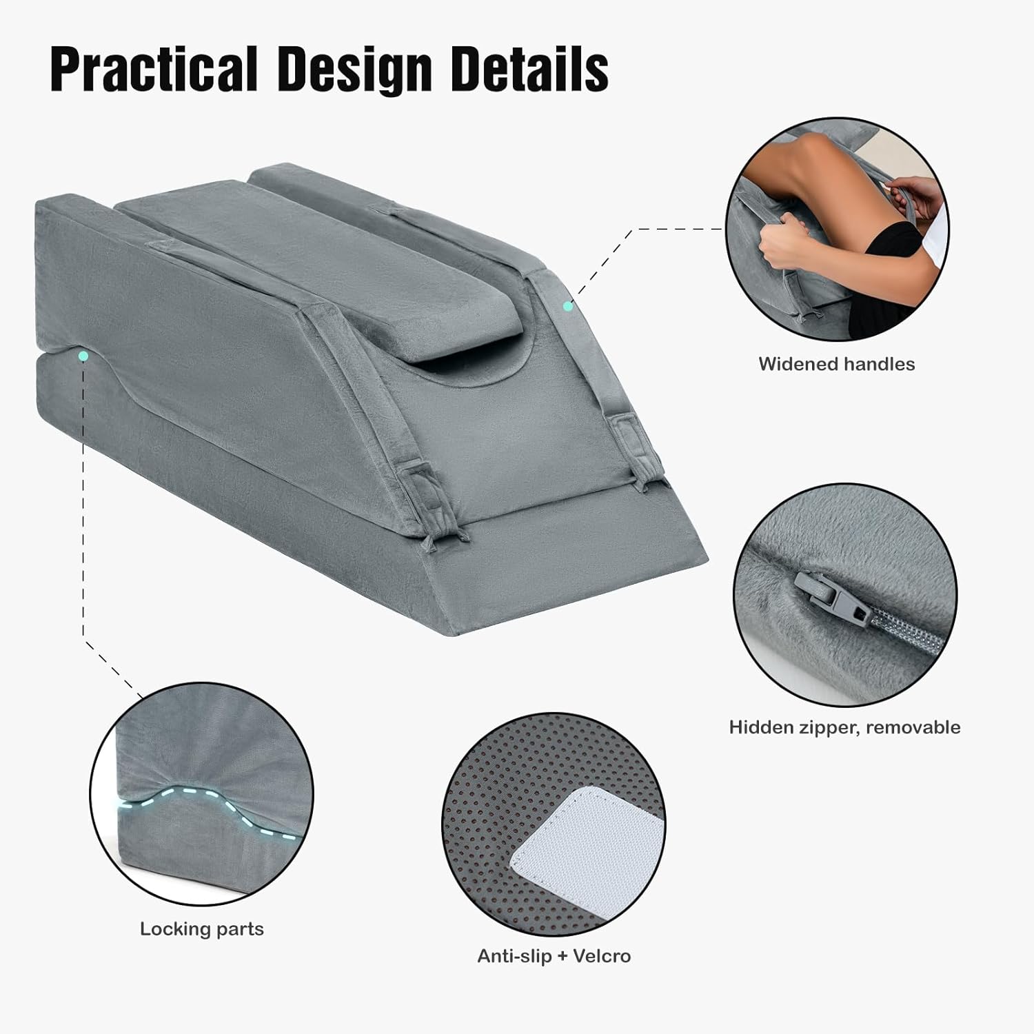 LightEase Adjustable Leg Pillow, Leg Elevation Pillows for After Surgery, Memory Foam Knee Hip Ankle Support for Pain Relief, Recovery, Blood Circulation, Swelling, Injury, Rest