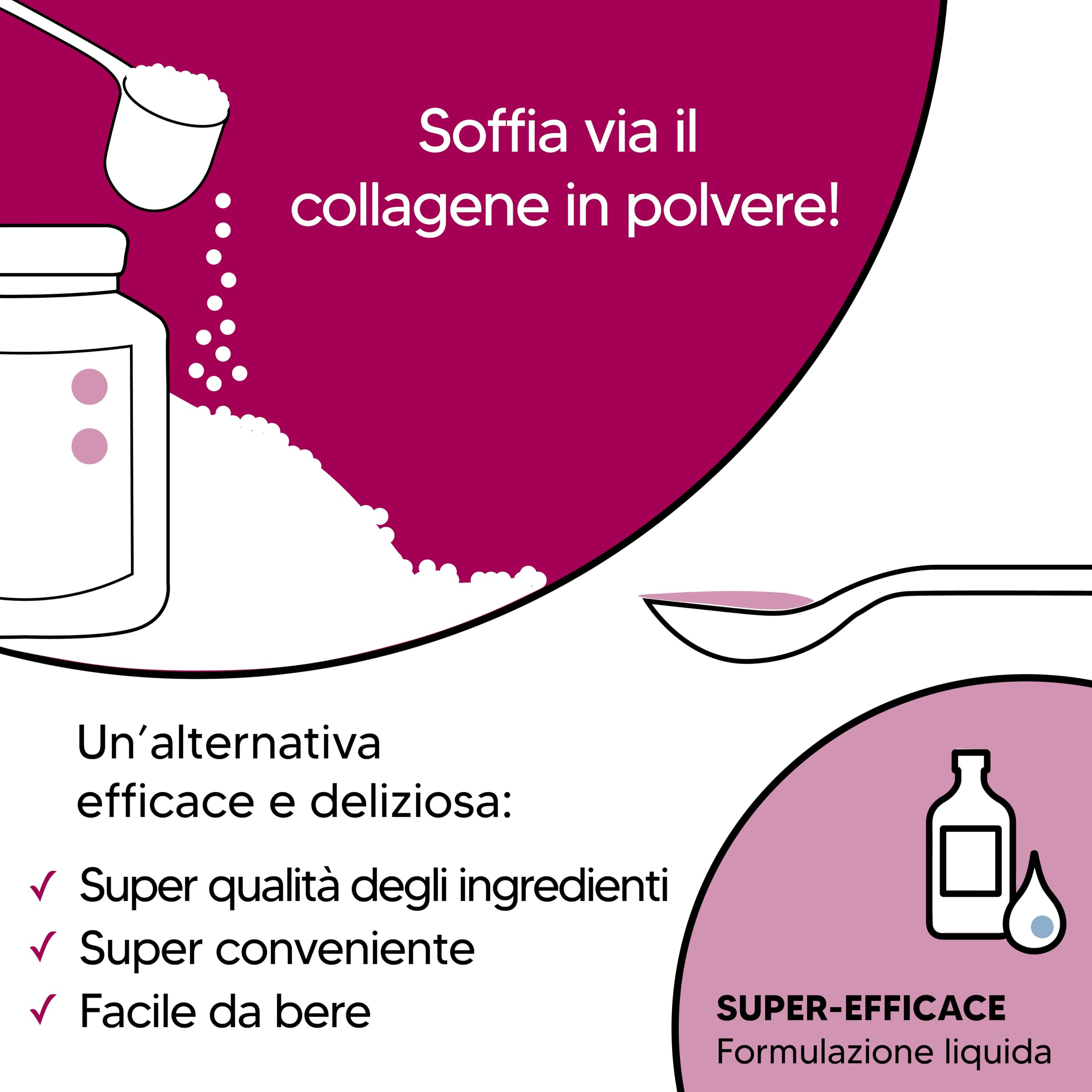 COLLAGEN SUPERDOSE BY GOLD COLLAGEN Skin Care - Collagene Integratore Antiage con Vitamina C, Integratore al Collagene Marino con Acido Ialuronico, Biotina e Zinco Capelli e Unghie, 300 ml