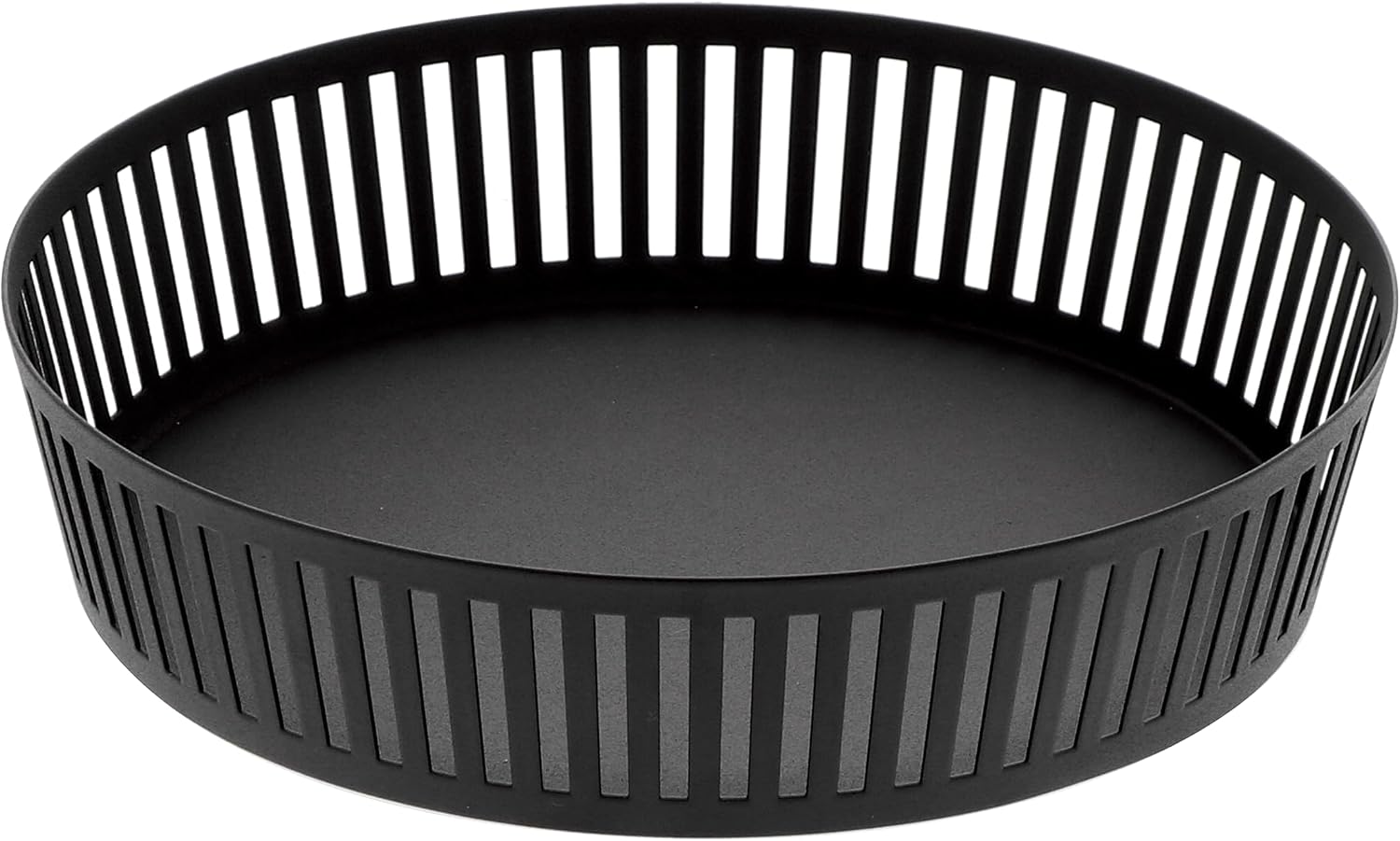 YAMAZAKI Home Striped Steel Fruit Basket - Kitchen Storage Produce Holder Steel Wide Black