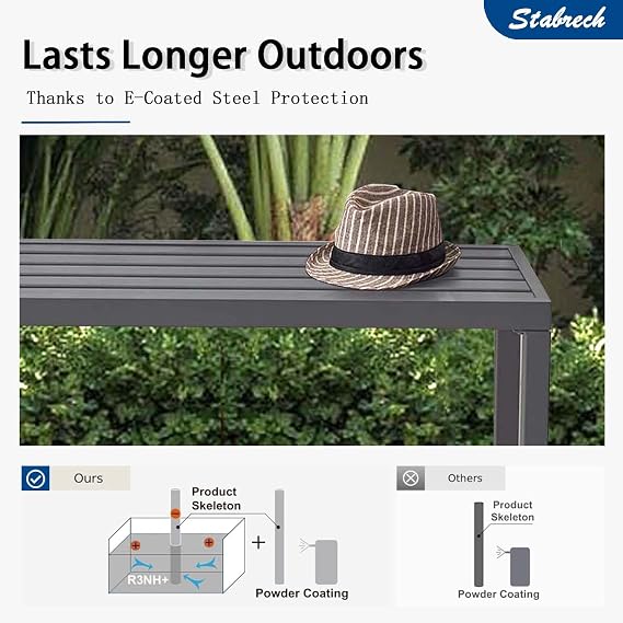 Grey Outdoor Backless Bench for Garden, Set of 2, Metal Outdoor Bench Weatherproof, Patio Benches for Outdoors, Benches Seat for Backyard, Porch, Plant Stand and Holder