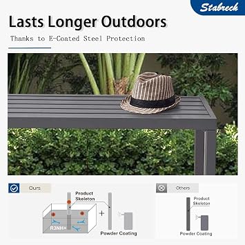 Grey Outdoor Backless Bench for Garden, Set of 2, Metal Outdoor Bench Weatherproof, Patio Benches for Outdoors, Benches Seat for Backyard, Porch, Plant Stand and Holder