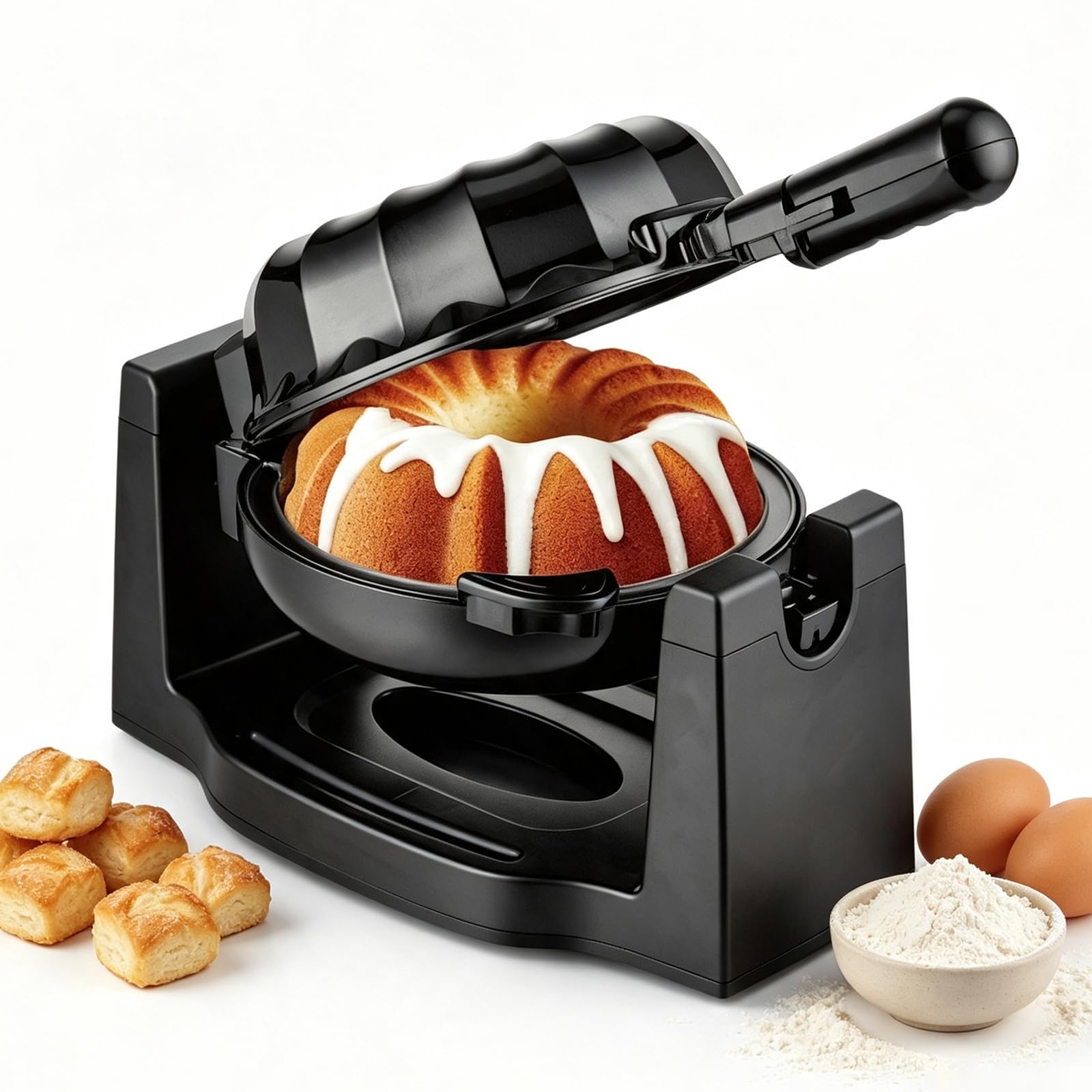 Máquina De Pan Multifuncional De 1800 W, Máquina Eléctrica Para Hacer Pastel De Lava Con Calentamiento Uniforme, Temperatura Constante Automática, Bandeja Antiadherente, Base Antideslizante