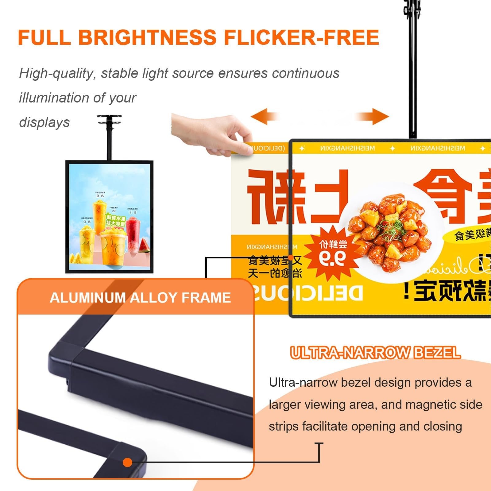 Display LED Para Publicidad Comercial - Estructura Ultrafina, Alta Luminosidad, Orientable Horizontal/Vertical Para Hoteles Y Locales Comerciales(1PC,60 * 100cm)