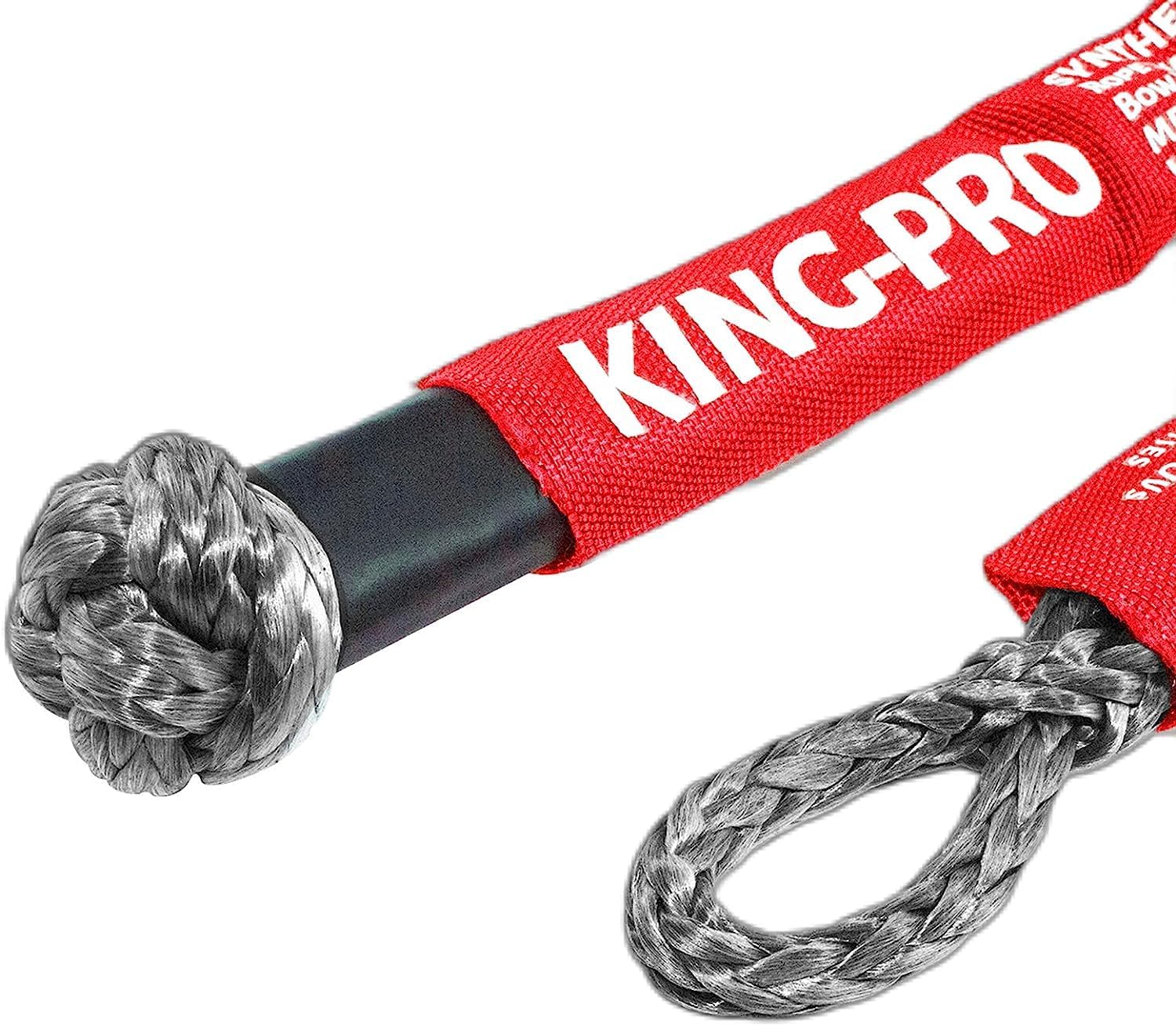 KING-PRO Recovery Ring 7/16"x20" 2PCS Soft Shackle 35,000lbs Breaking Strength with Snatch Ring 45,000lbs for Full-Size Truck Large SUVs Offroad Vehicels (2 Shackle and a Ring)