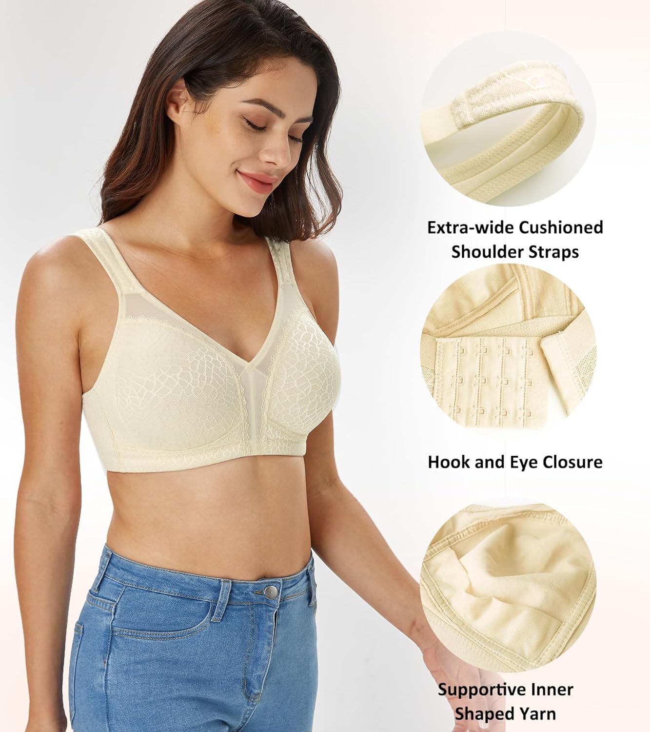 Lemorosy Women's Plus Size Full Coverage Non Padded Wireless Minimizer Bra -Comfort and Double Support - Image 2