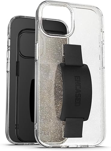 Miniatura 7 de Encased Funda con lazo para los dedos, diseñada para iPhone 15 (2023), funda transparente con correa de mano con soporte de silicona suave al tacto