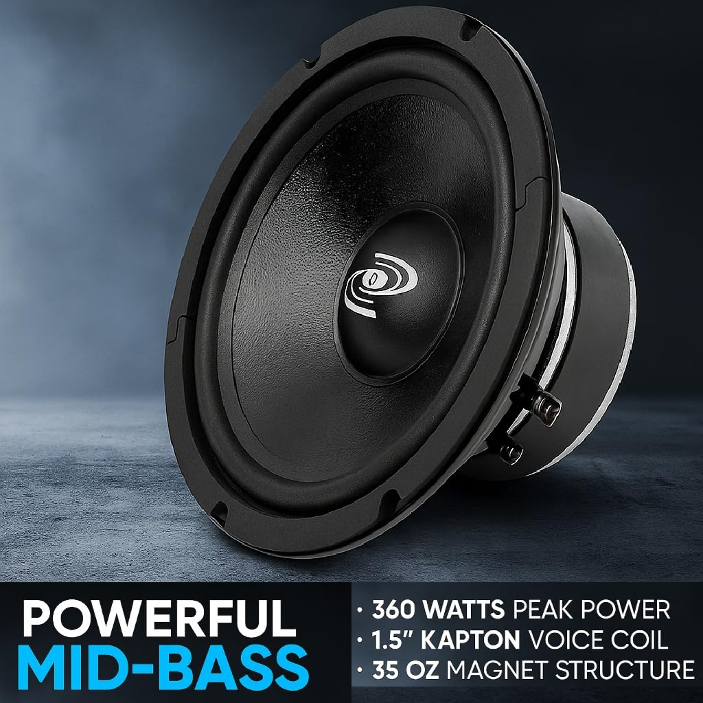 Pyle Inch Car Midbass Woofer 360 Watt High Powered Car Audio Sound  Component Speaker System w/High-Temperature Kapton Voice Coil, 200Hz-5kHz