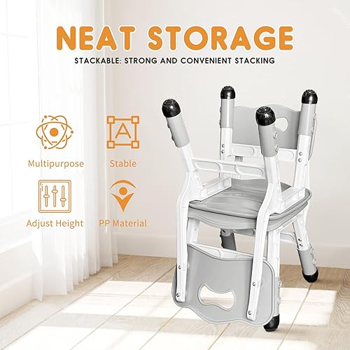 Miniatura 3 de Silla para niños de altura ajustable, sillas para niños de 2 a 8 años con fundas para pies para el hogar, aula, jardín de infantes y lugares para
