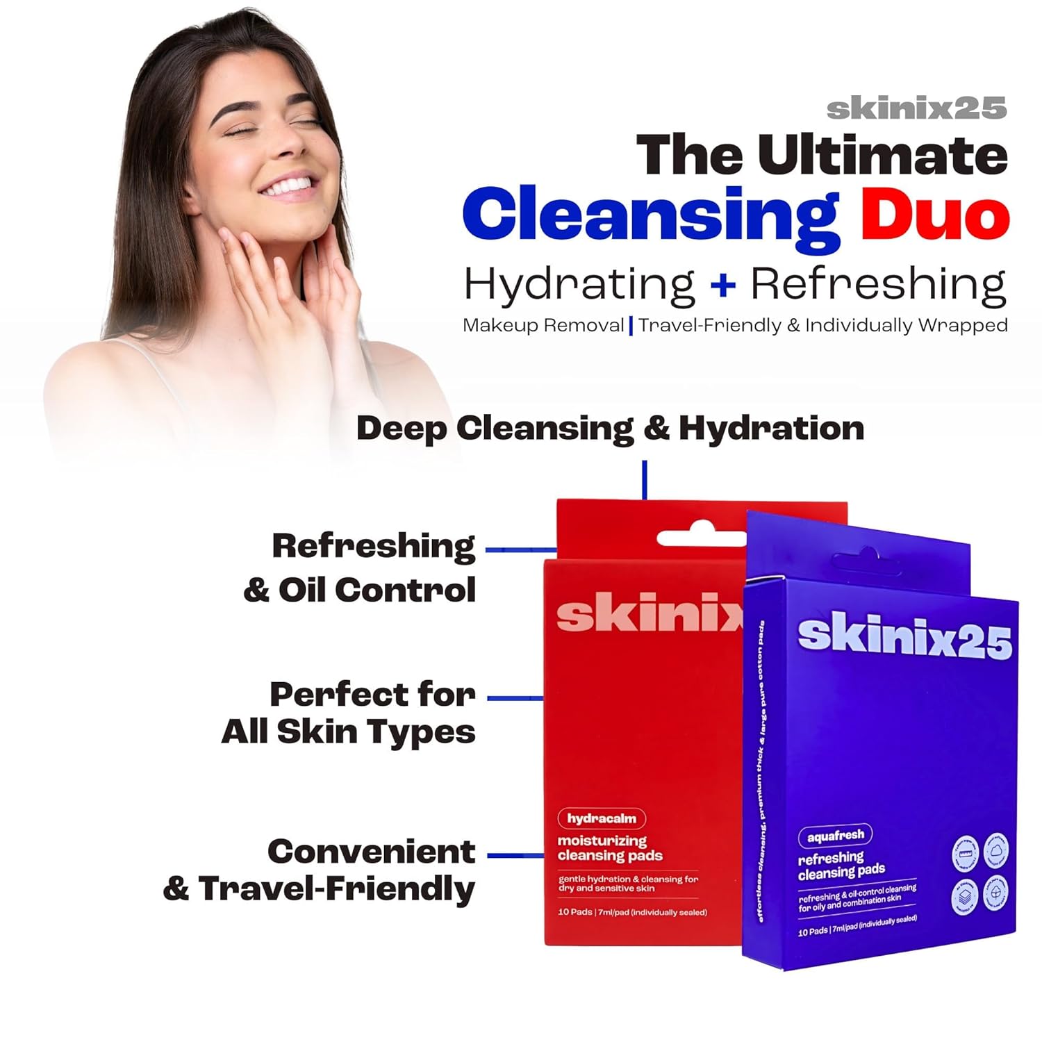 Hydracalm & Aquafresh Facial Cleansing Pads – 20 Individually Wrapped Cotton Wipes | On-the-Go Face Wipes for Travel, Gym & Daily Skincare | Hydrating + Oil-Control Cleansing Pads for All Skin Types - Image 8