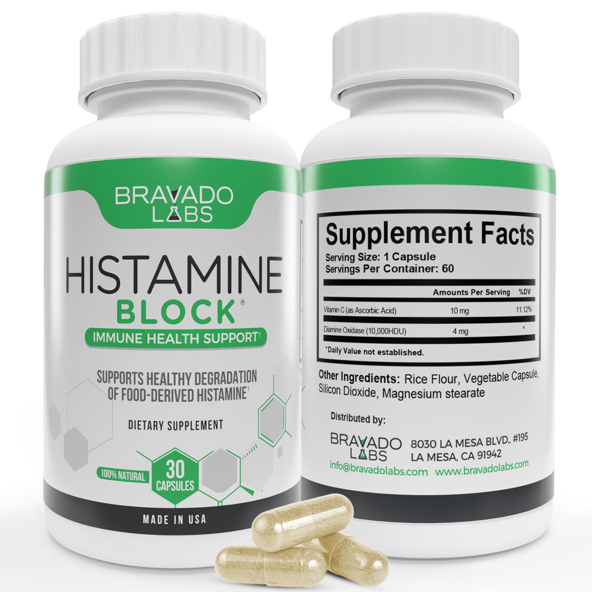 Premium Histamine Block - Diamine Oxidase (DAO) Enzyme Formula - Advanced Support for Food-Derived Intolerance - Made in USA (30 Capsules)
