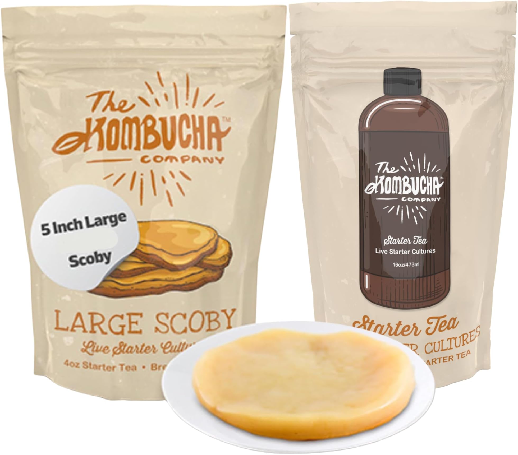 Large Scoby + 16oz Kombucha Starter Tea